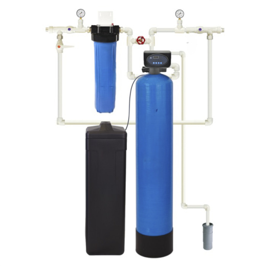 Комплект 2-х ступенчатой системы очистки воды с корпусом и автоматикой Runxin